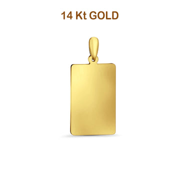 14K Yellow Gold Engravable Rectangular Pendant 30mmX14mm 2.4 grams
